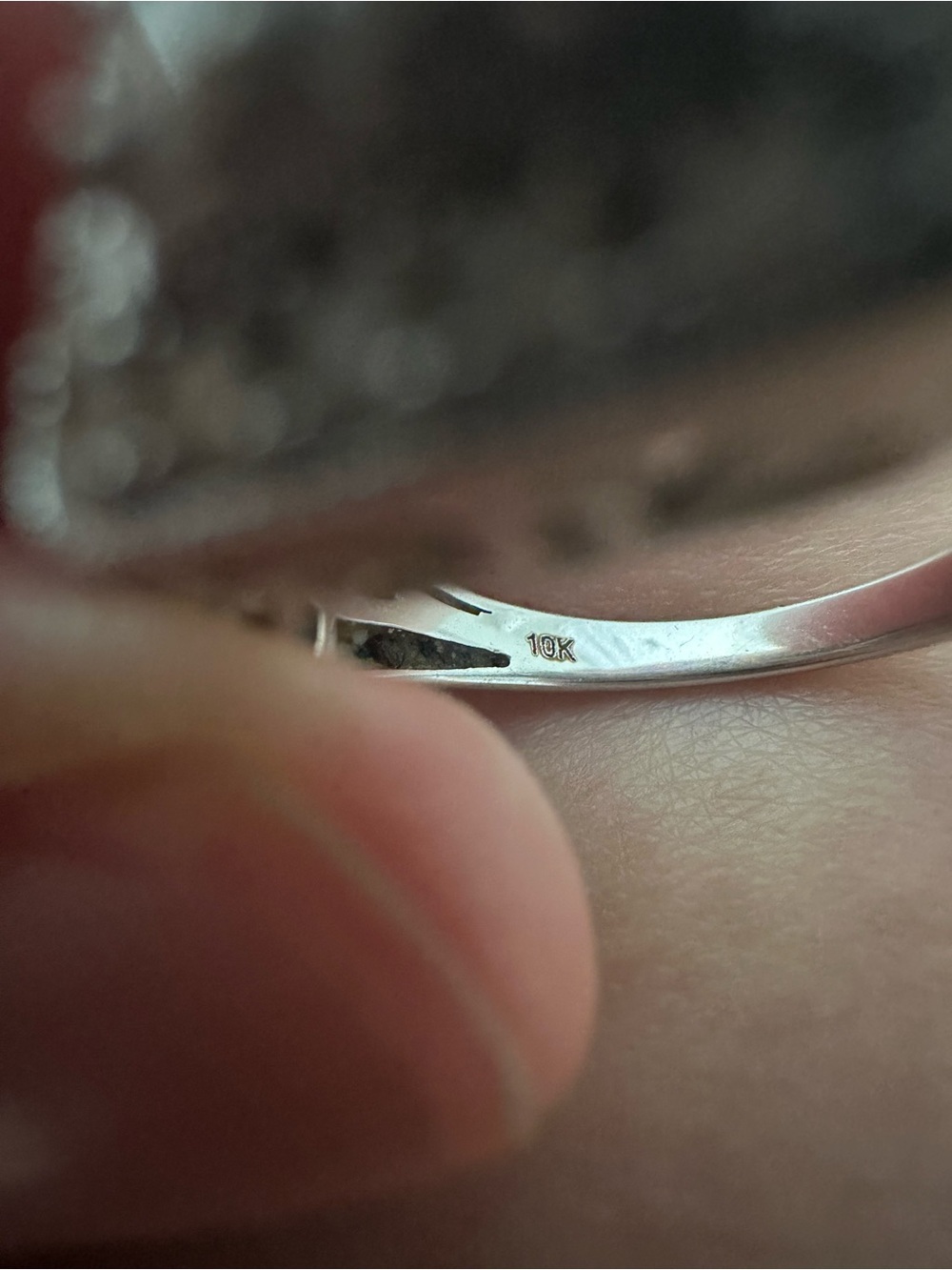 Modern Bridge White Diamond lab grown 10K Gold Side Stone Halo Ring. - Picture 9 of 12